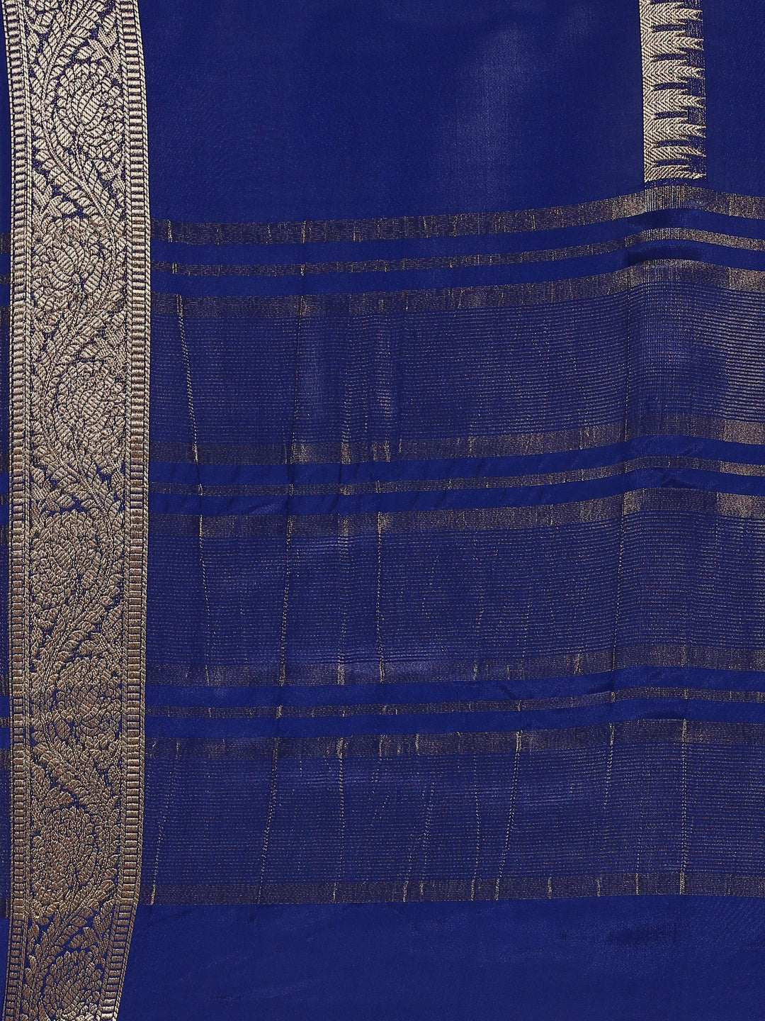 Neerus Blue Silk Woven Saree with Ethnic Pichvai Motifs - detail view 3