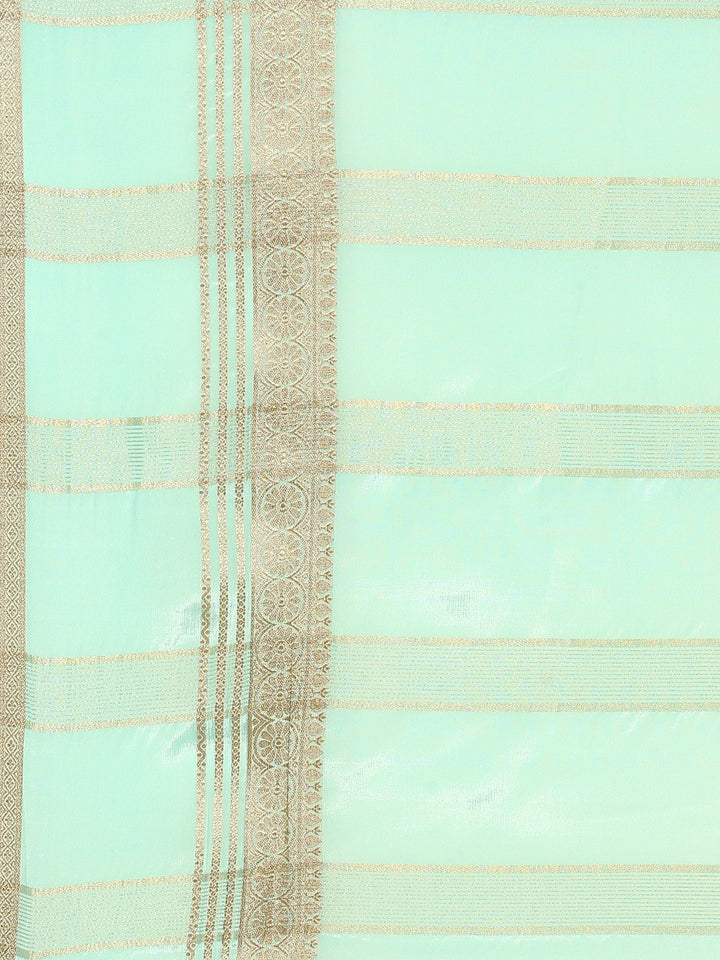 Peach Mysore Crepe Saree With Zari Contrast Border