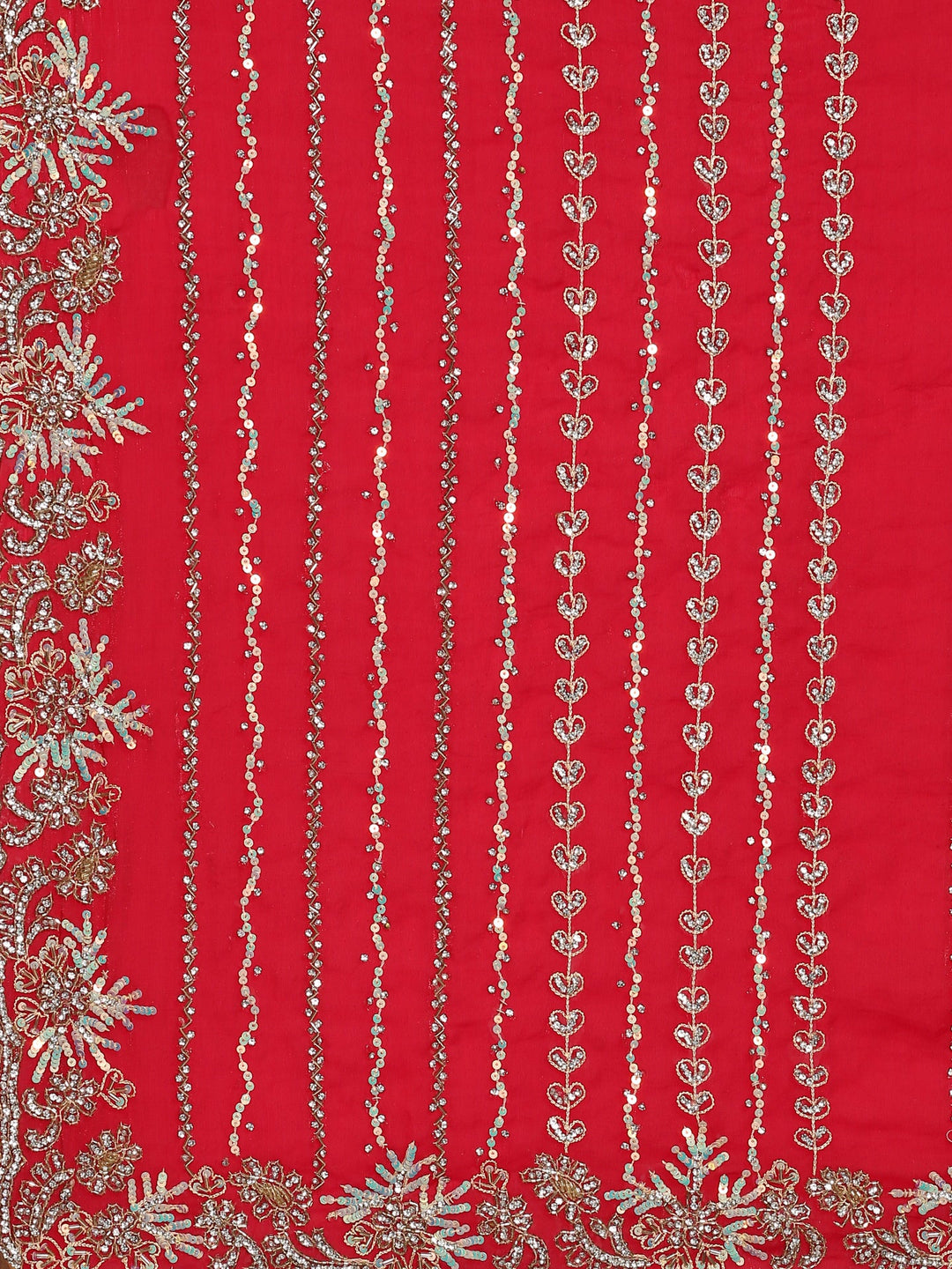 Neerus Red embellished Swarovski Cut Dana saree - detail view 3