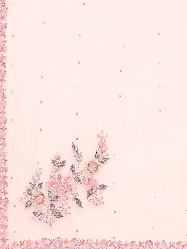 Purple Organza Saree With Hand Embroidery & Readymade Heavy Blouse Hand Embroidered