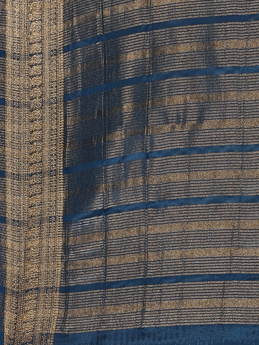 Neerus Blue Crepe Woven Saree with Zari Jaal Border - detail view 3