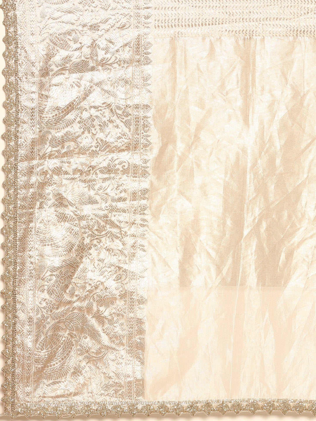 Neerus Grey tissue woven saree with green contrast blouse - detail view 2