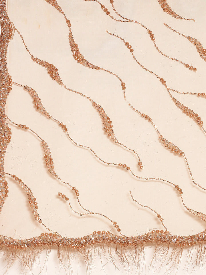 Onion pink net saree with pearl & cut Dana hand embroidery with Swarovski blouse