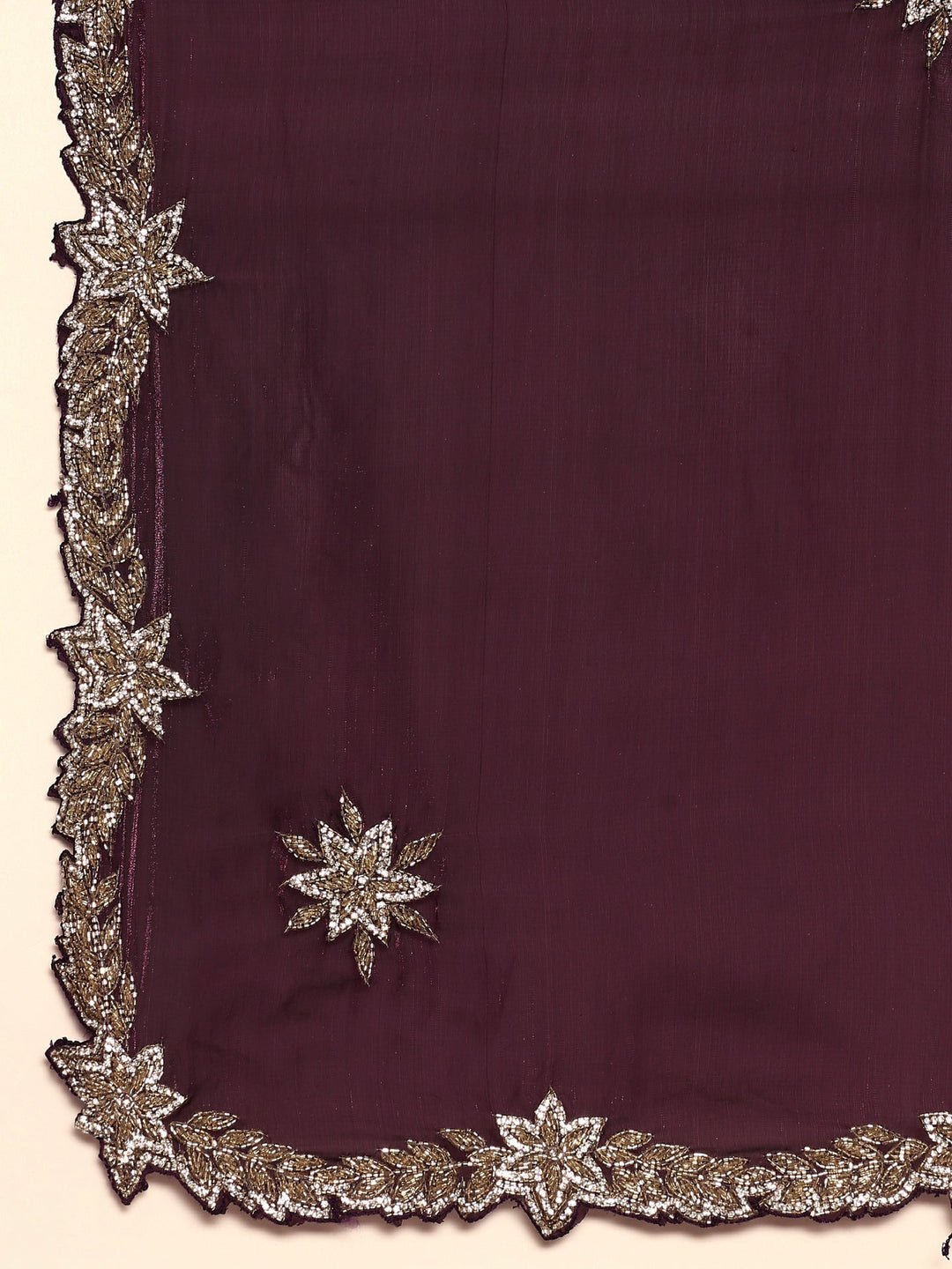 Neerus Maroon tissue embellished saree - detail view 2