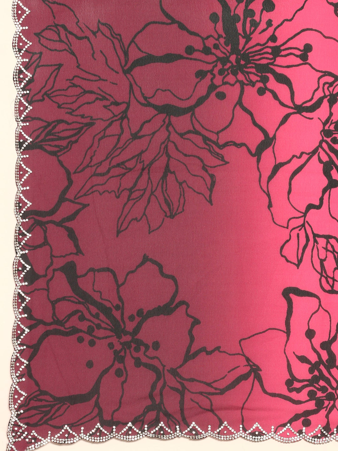 Neerus Pink satin embellished saree - detail view 2