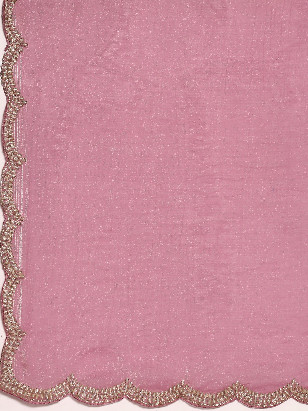 Neerus Pink tissue embellished saree with stones and cut dana embroidery - detail view 2