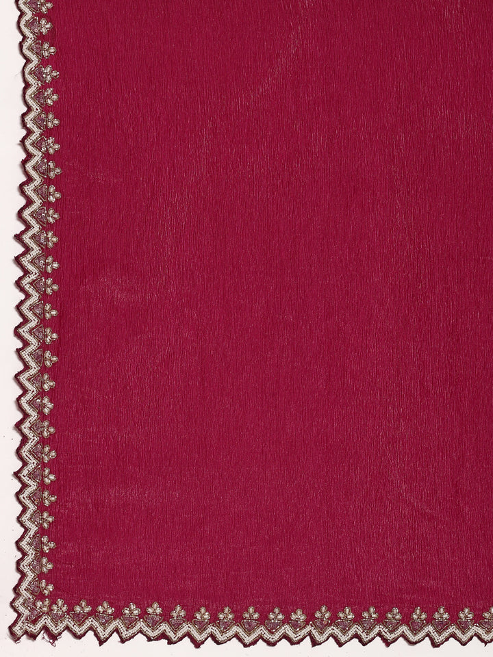 Mahroon Jimmy saree with cut Dana & pearl embroidery with ready made blouse