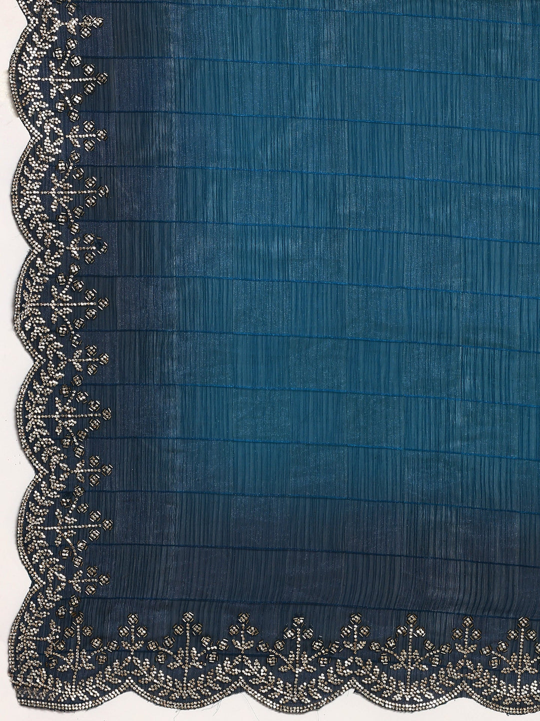 Neerus Blue organza hand embroidered saree - detail view 3