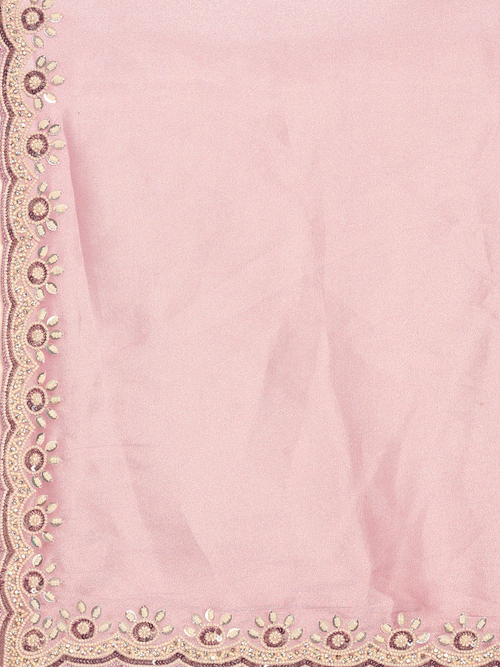 Neerus Purple tissue embellished saree with readymade blouse - detail view 2
