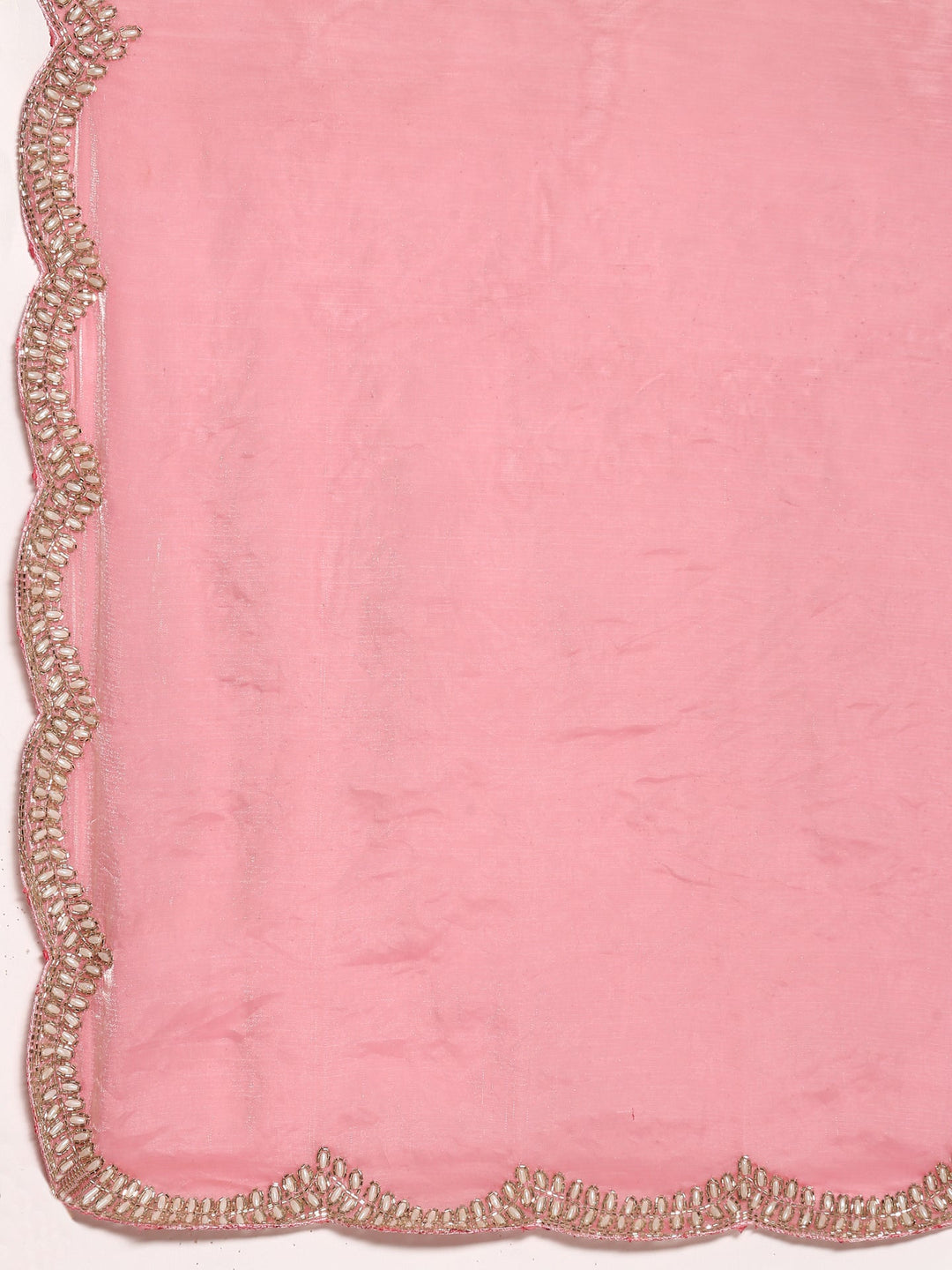 Neerus Pink tissue embellished saree with pearl cut dana embroidery - detail view 2