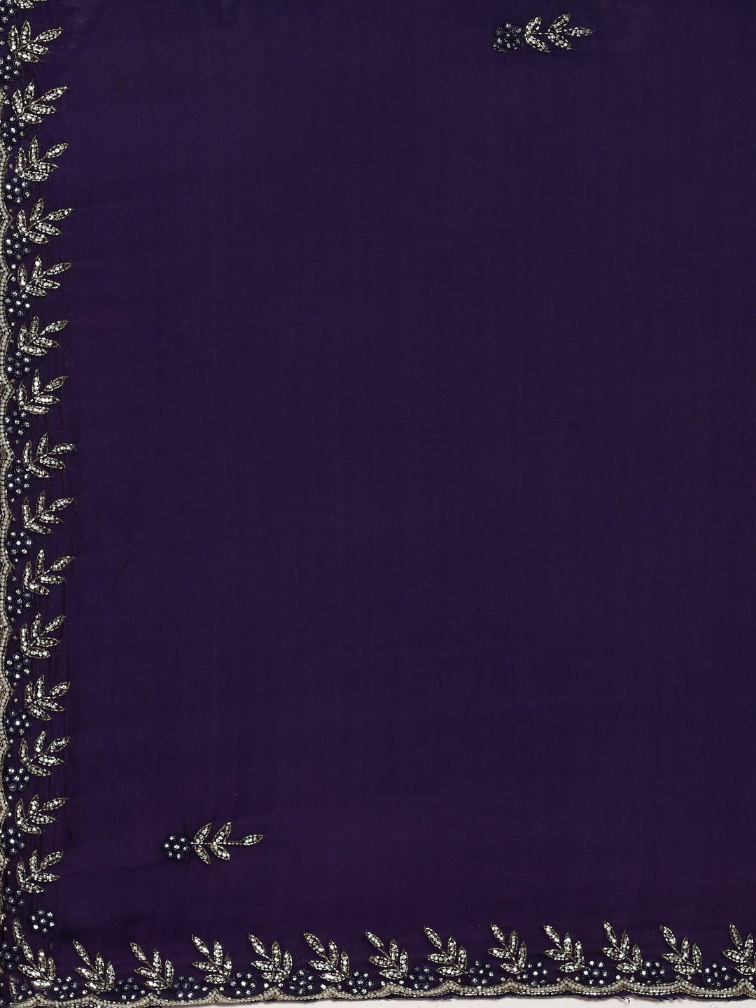 Neerus Purple tissue hand embroidered saree - detail view 2