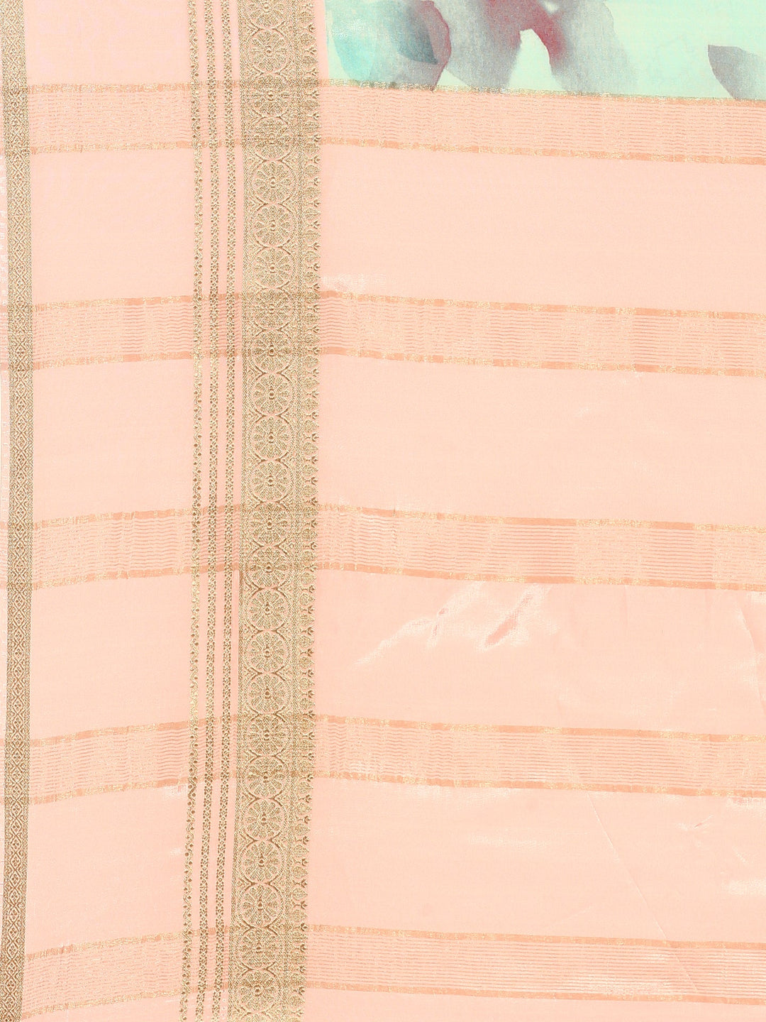 Neerus Blue Crepe Woven Saree with Zari Border - detail view 2