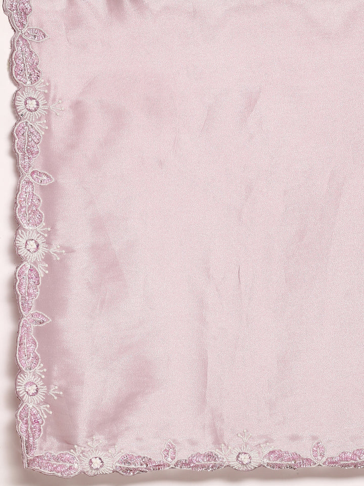 Neerus Purple tissue embellished saree with pearls and sequins - detail view 2