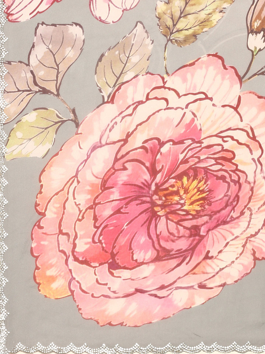 Neerus Satin floral embellished saree - detail view 2
