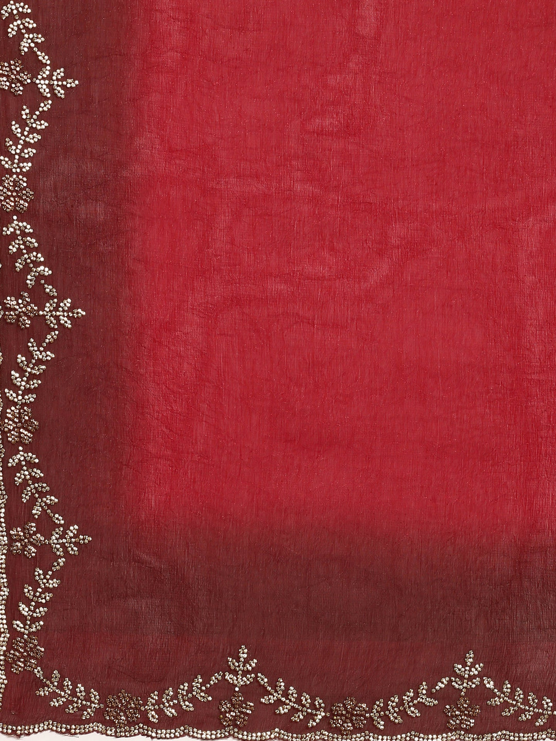 Neerus Red tissue hand embroidered saree - detail view 3