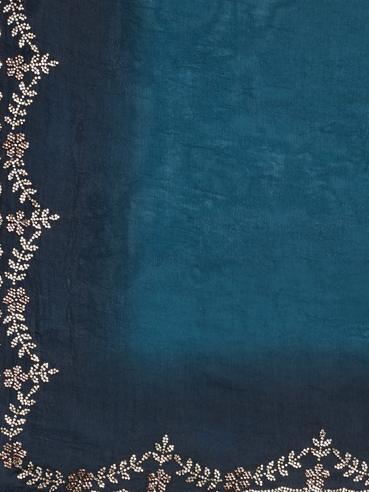 Neerus Blue tissue embellished saree - detail view 3