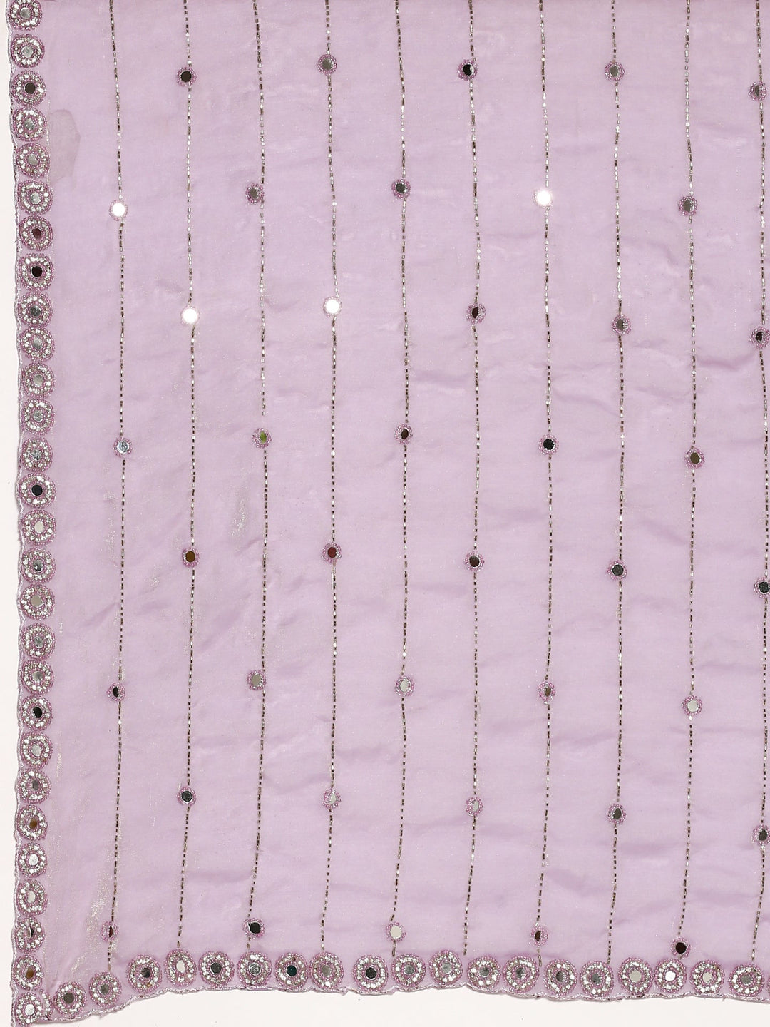 Neerus Purple tissue mirror work saree - detail view 3