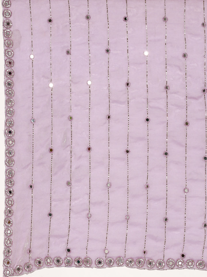 Neerus Purple tissue mirror work saree - detail view 3