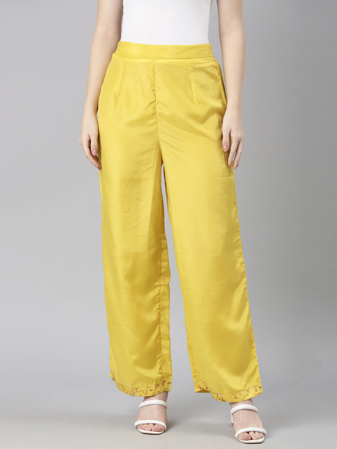 Neerus Yellow shantoon straight pant - front view