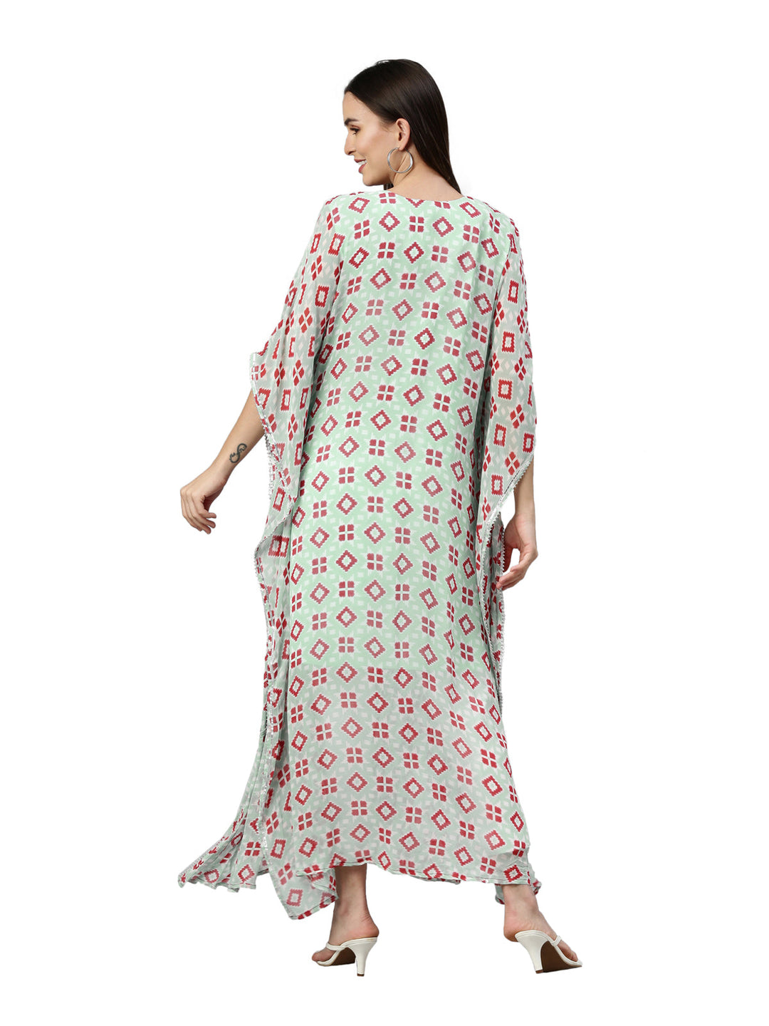 Neerus Blue Georgette Printed Kaftan Kurta - detail view 1