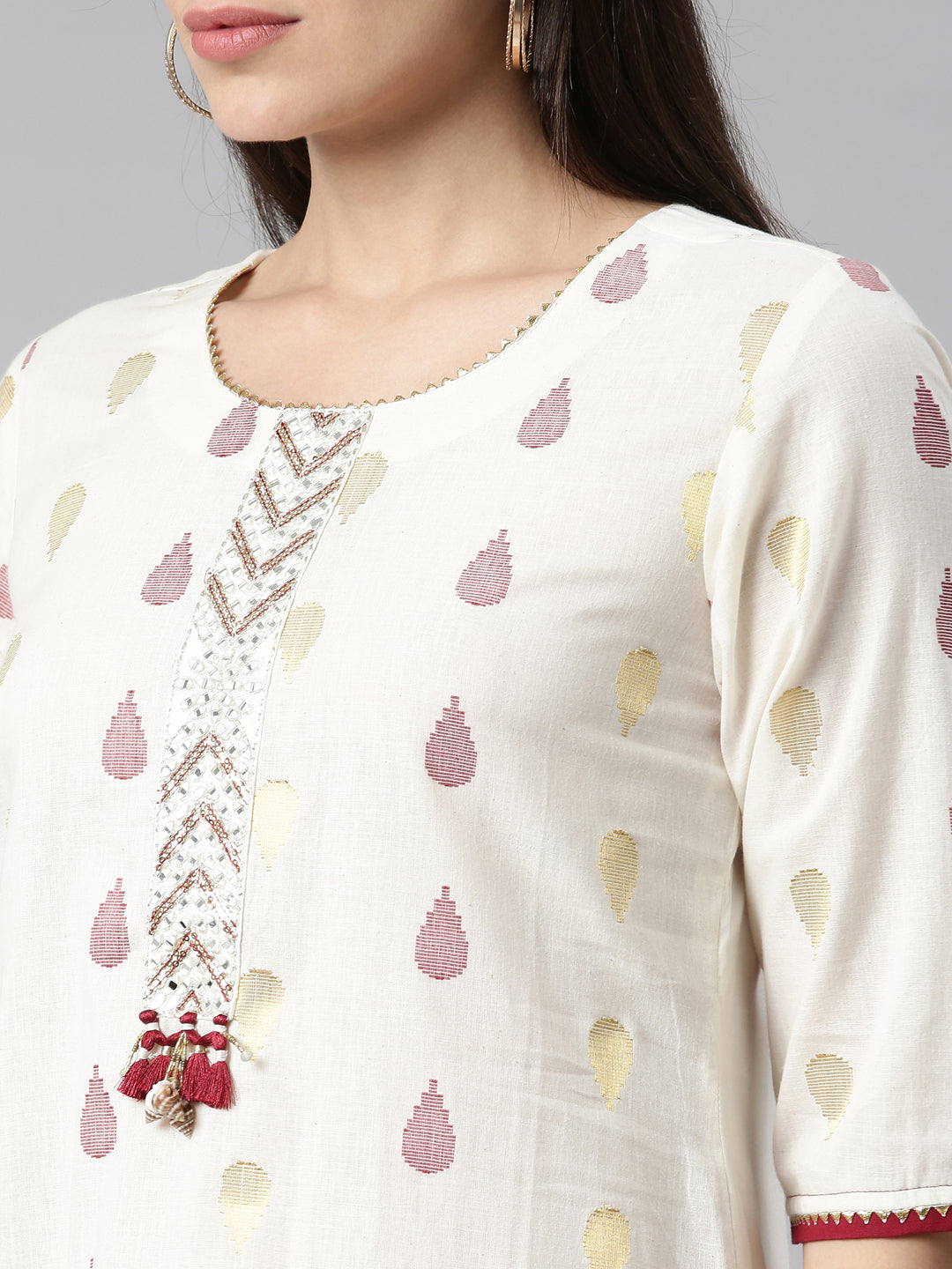 Neerus Beige Rayon Solid Kurti - detail view 1