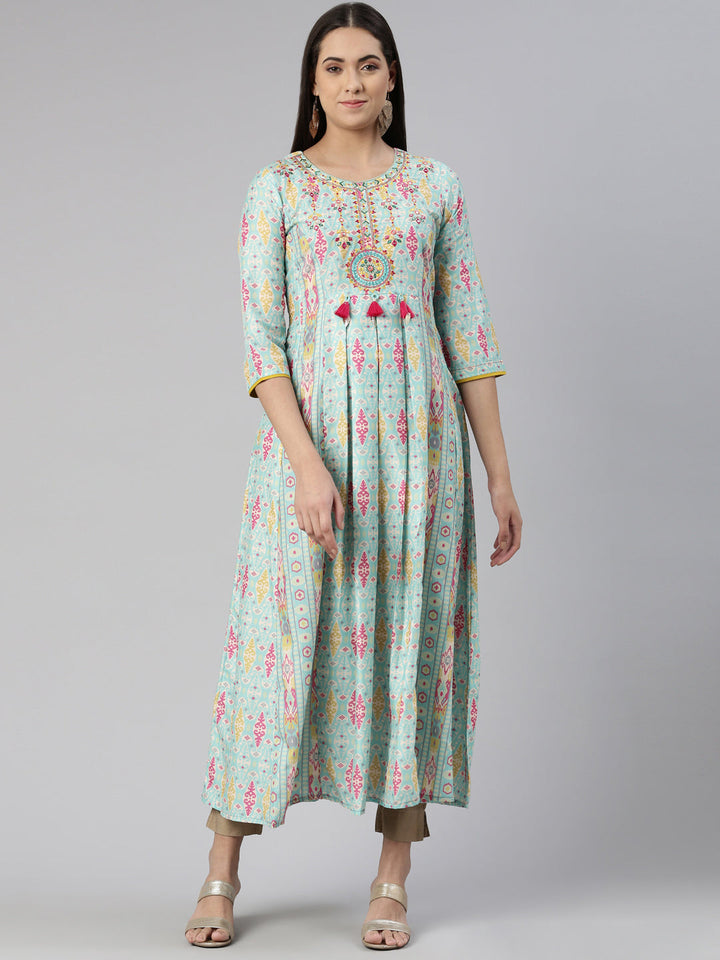 Neerus Muslin printed floral maxi dress - front view