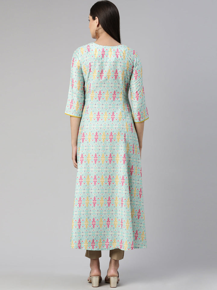 Neerus Muslin printed floral maxi dress - side view