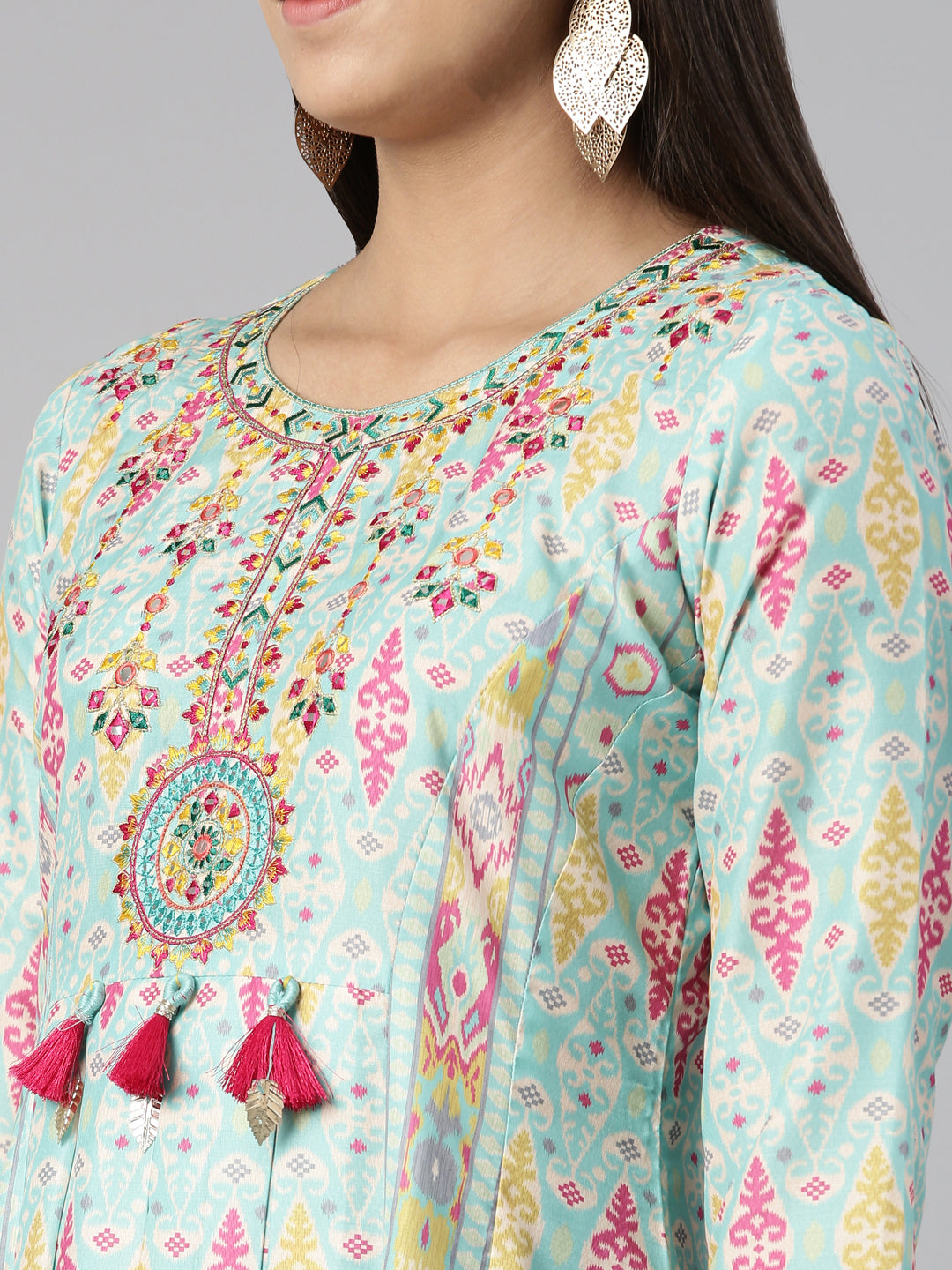 Neerus Muslin printed floral maxi dress - detail view 1