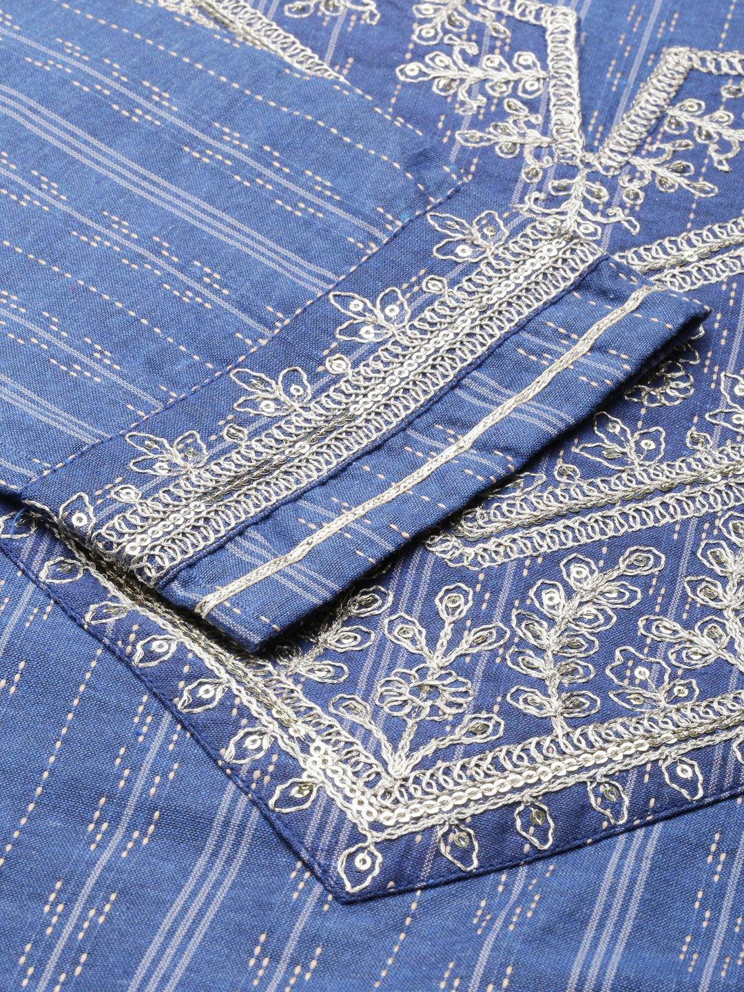 Neerus Blue viscose rayon printed straight kurti - detail view 1