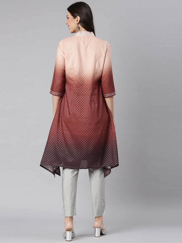 Neerus Brown Casual Solid Kurtas