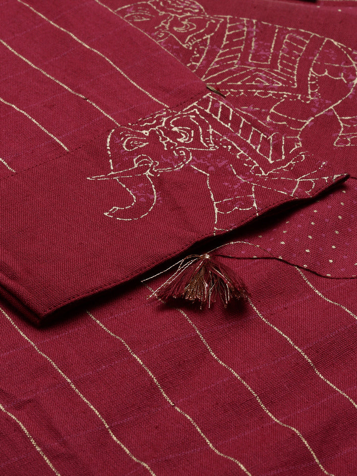 Neerus Maroon rayon solid kurti - back view
