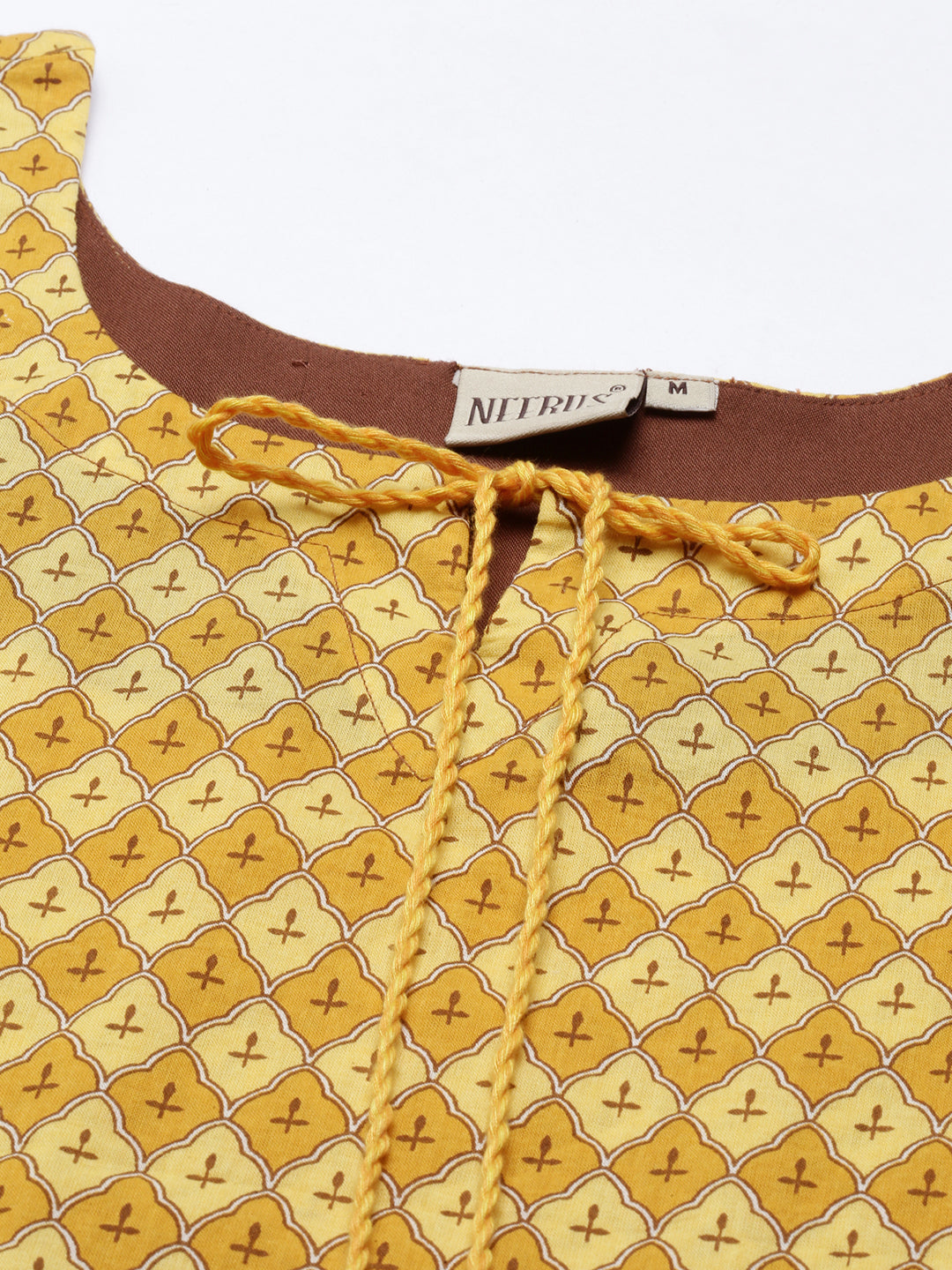 Neerus Yellow printed straight kurta for women - detail view 5