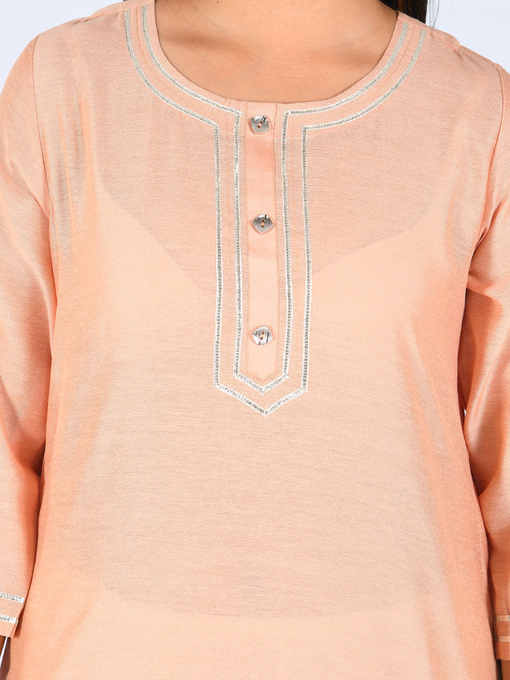 Neerus Orange cotton straight kurta - side view