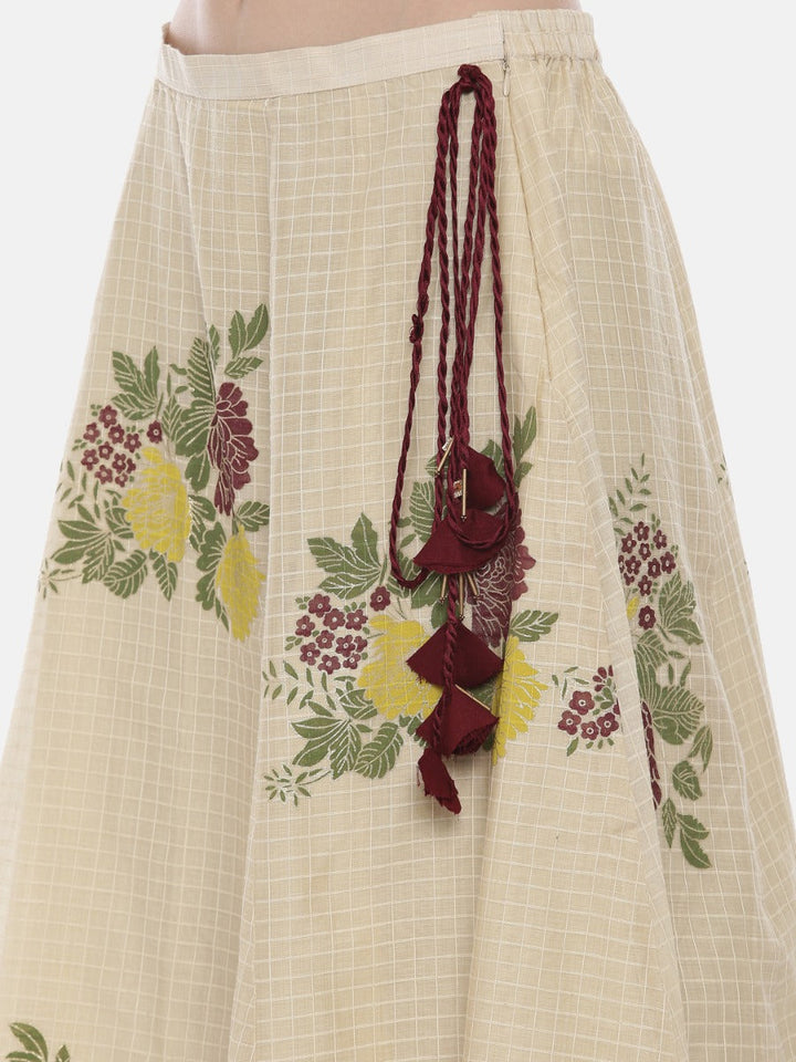 Neerus Beige cotton printed straight kurta - detail view 4