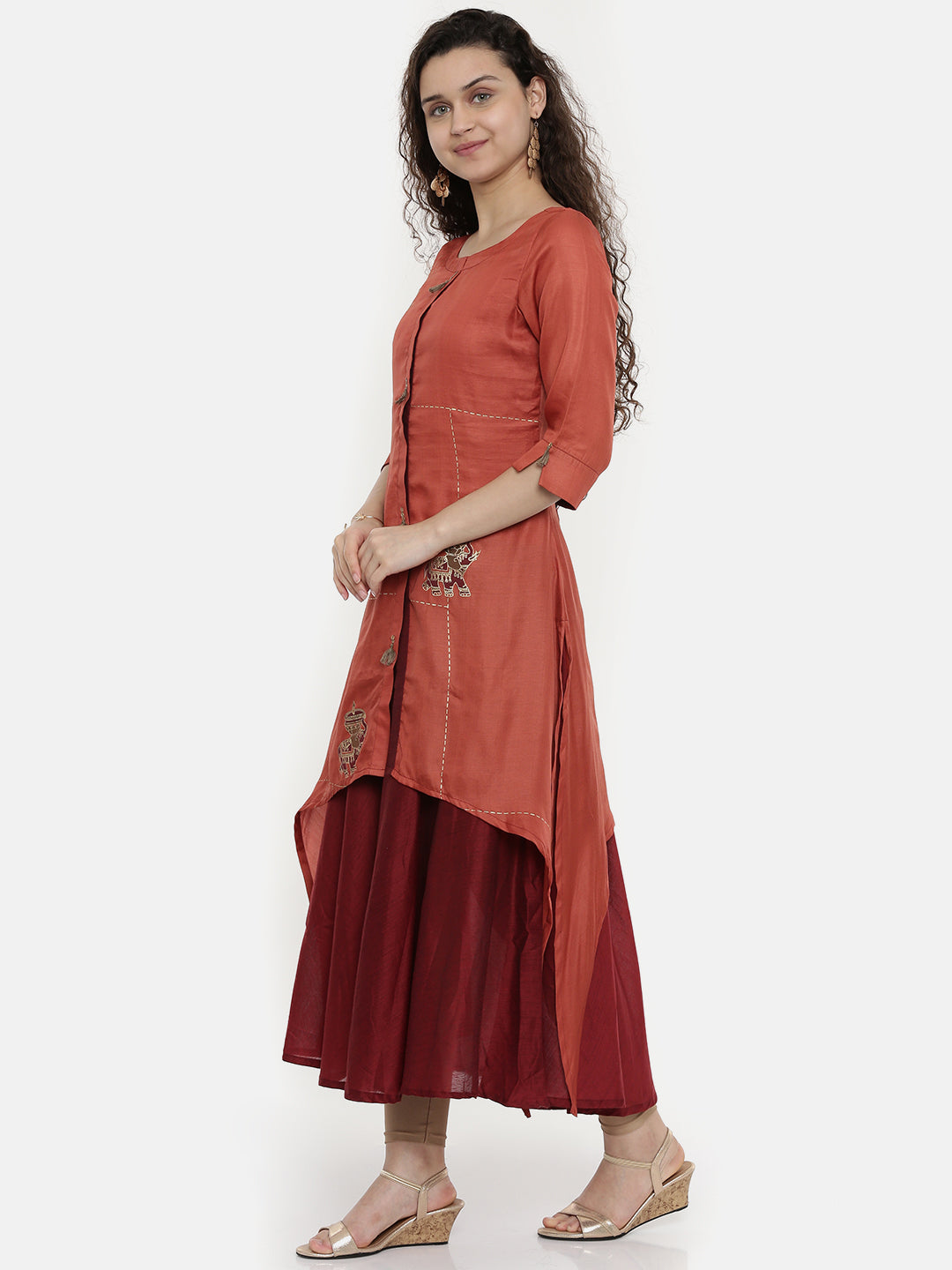 Neerus Printed high-low kurti - detail view 2