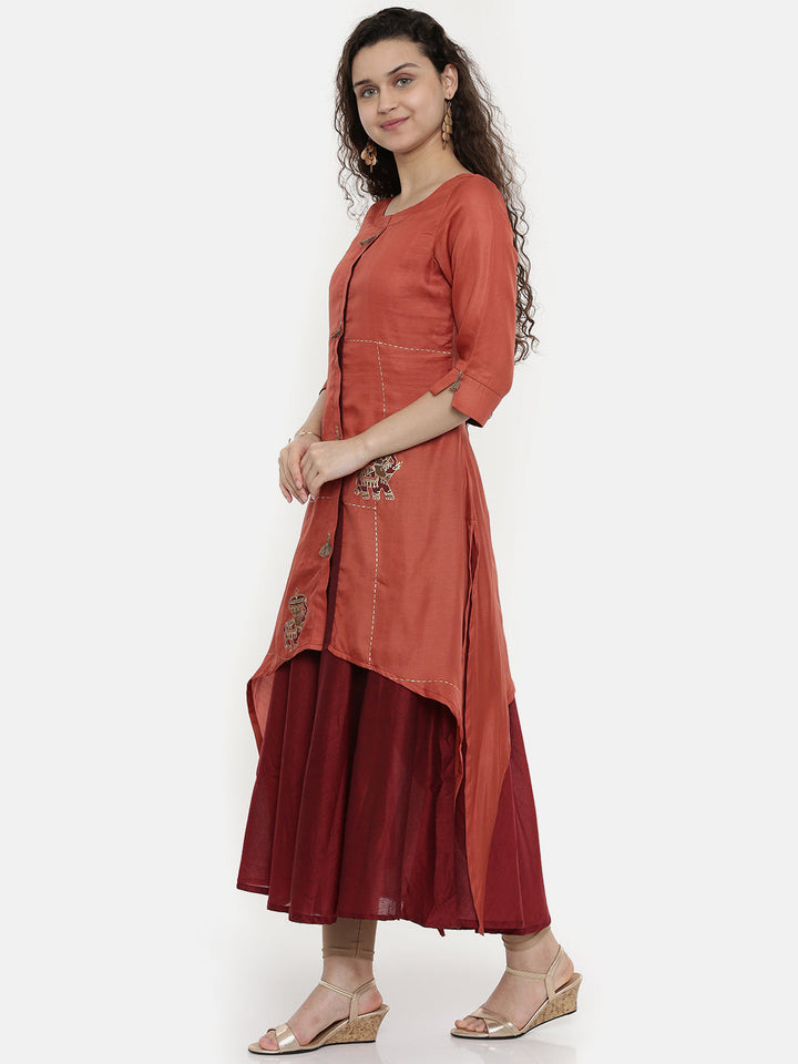 Neerus Printed high-low kurti - detail view 2