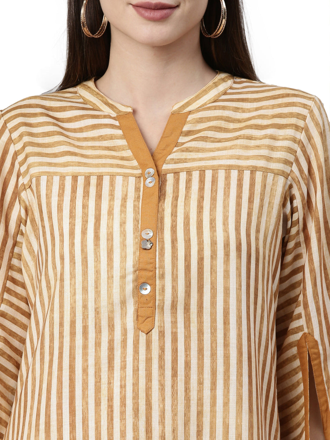 Neerus Yellow rayon solid kurta - back view