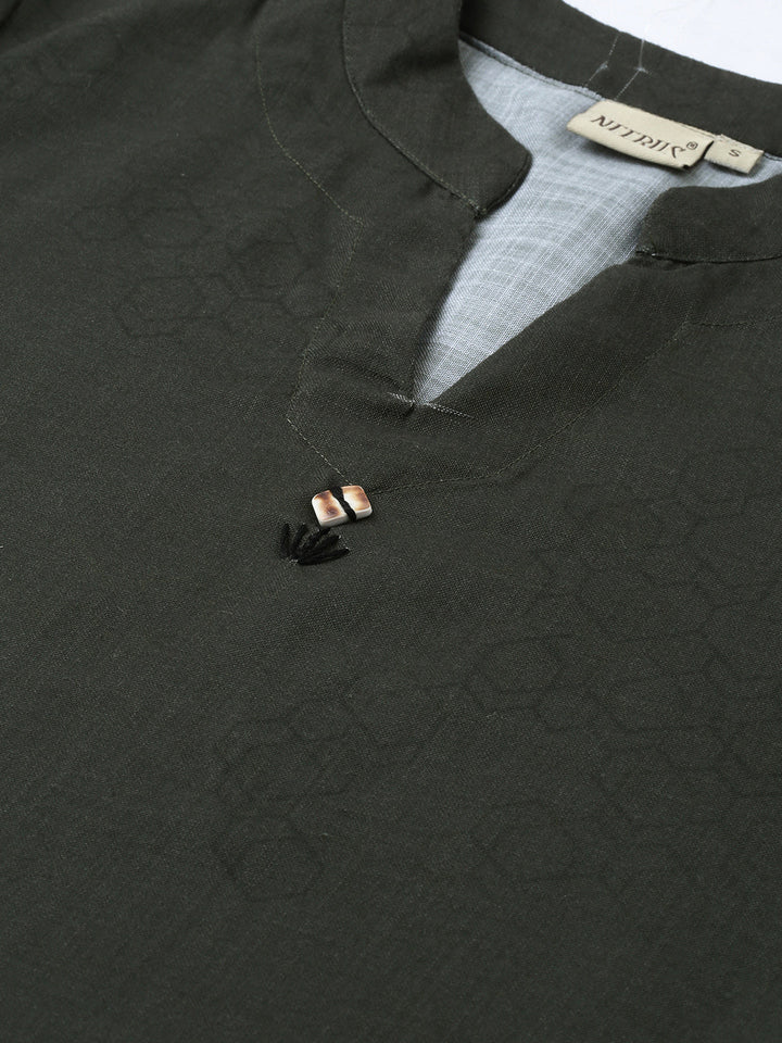 Neerus Grey rayon printed high-low kurta - back view