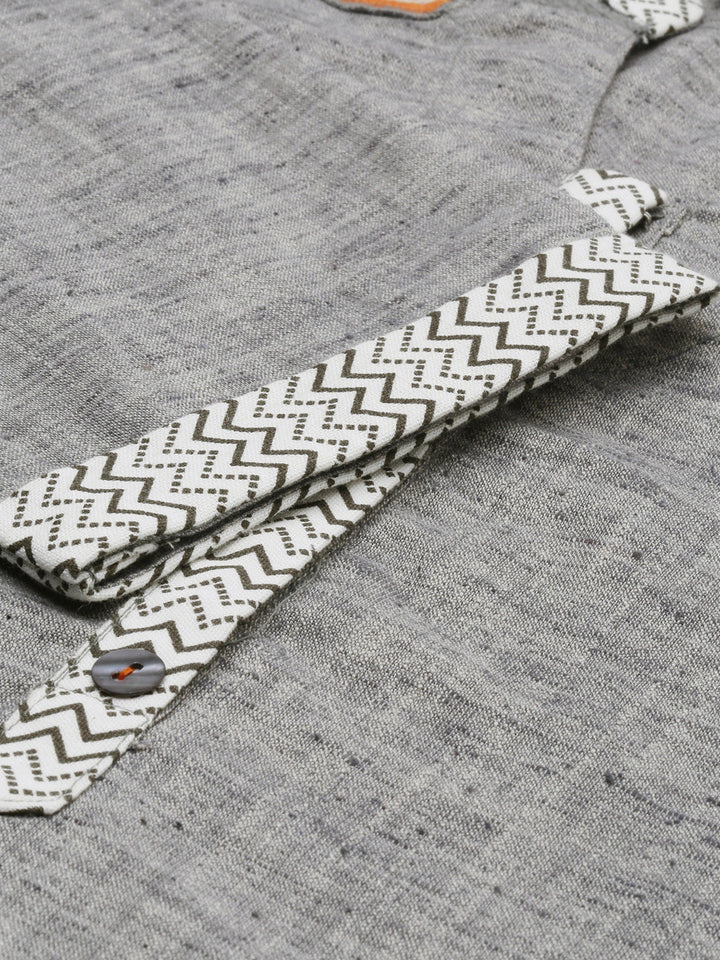 Neerus Grey embroidered high-low kurta - detail view 1