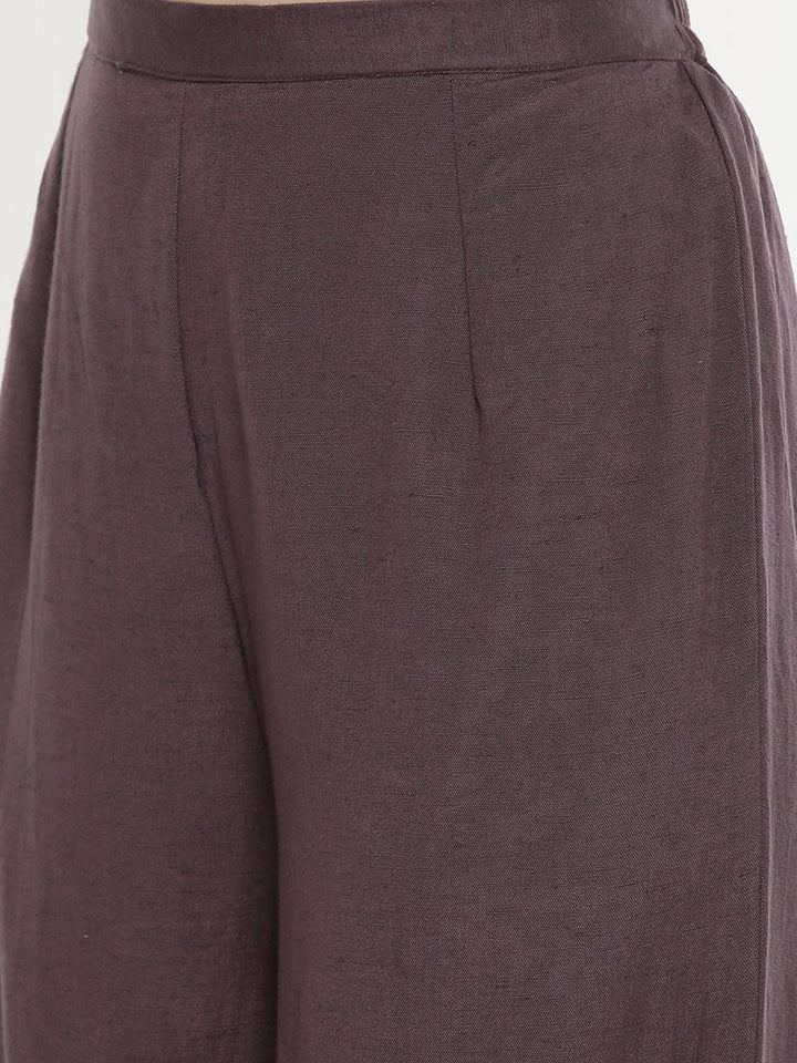 Neerus Purple rayon printed high-low kurta - detail view 3