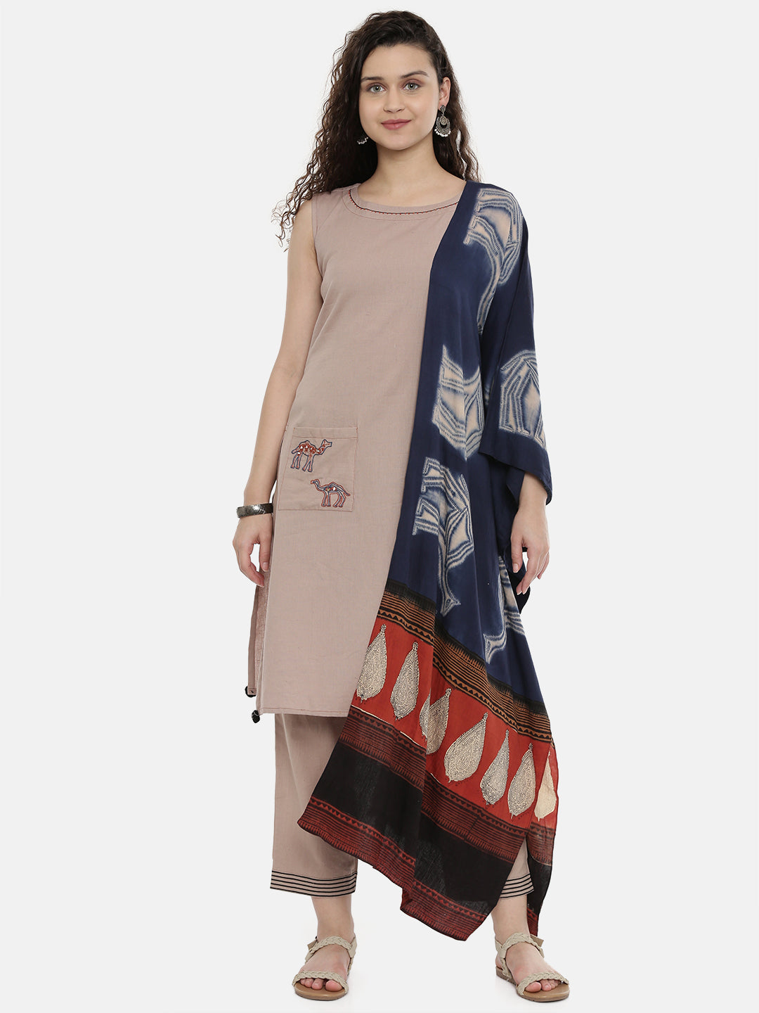 Neerus Purple rayon embroidered straight kurta - detail view 2