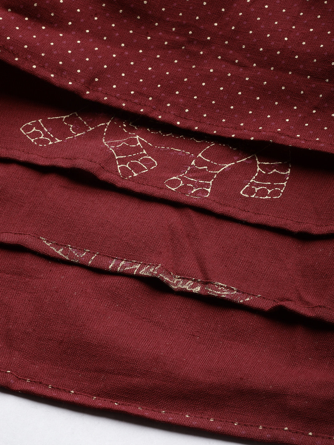 Neerus Maroon cotton embroidered flared kurta - detail view 3