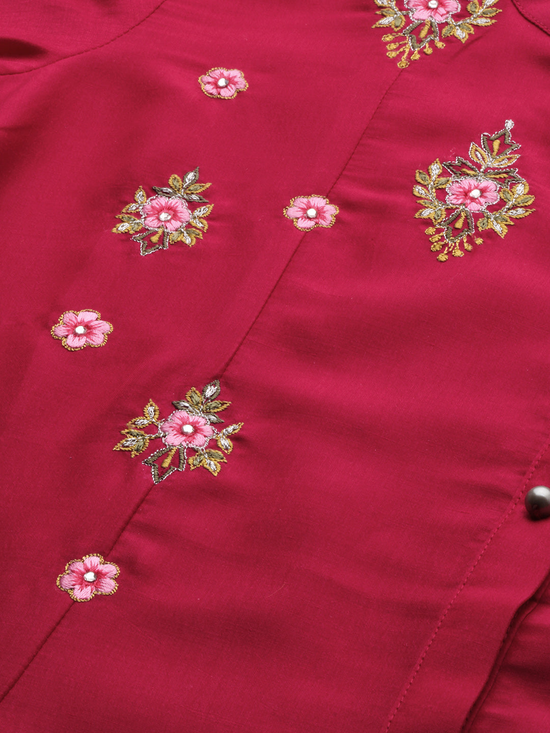Neerus Pink rayon embroidered high-low kurta - back view