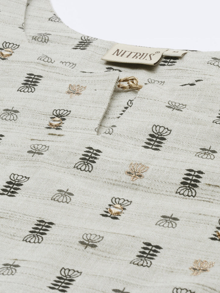 Neerus Grey printed high-low kurta - side view
