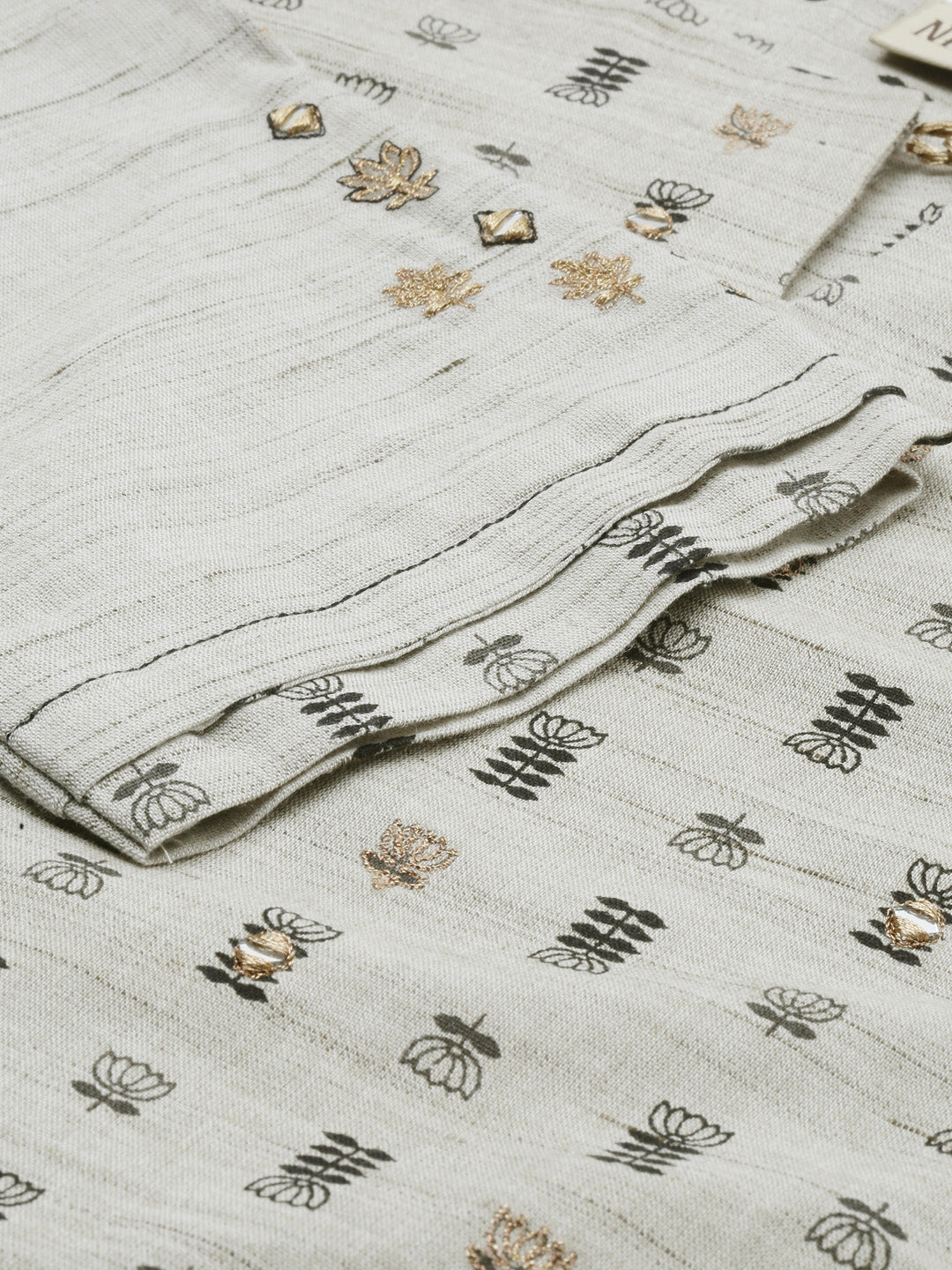Neerus Grey printed high-low kurta - detail view 1