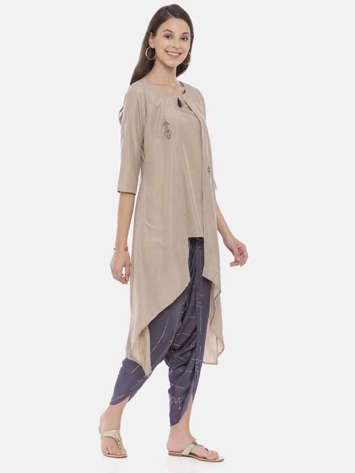 Neerus Grey muslin embroidered kurta set - detail view 1