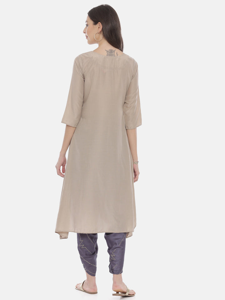 Neerus Grey muslin embroidered kurta set - detail view 2