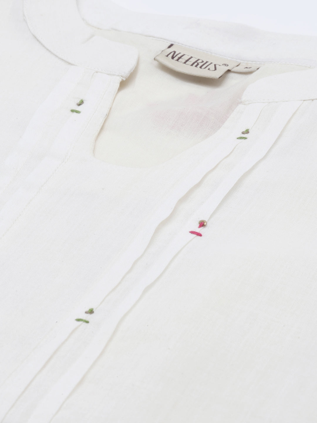 Neerus White cotton printed kurta set - detail view 5