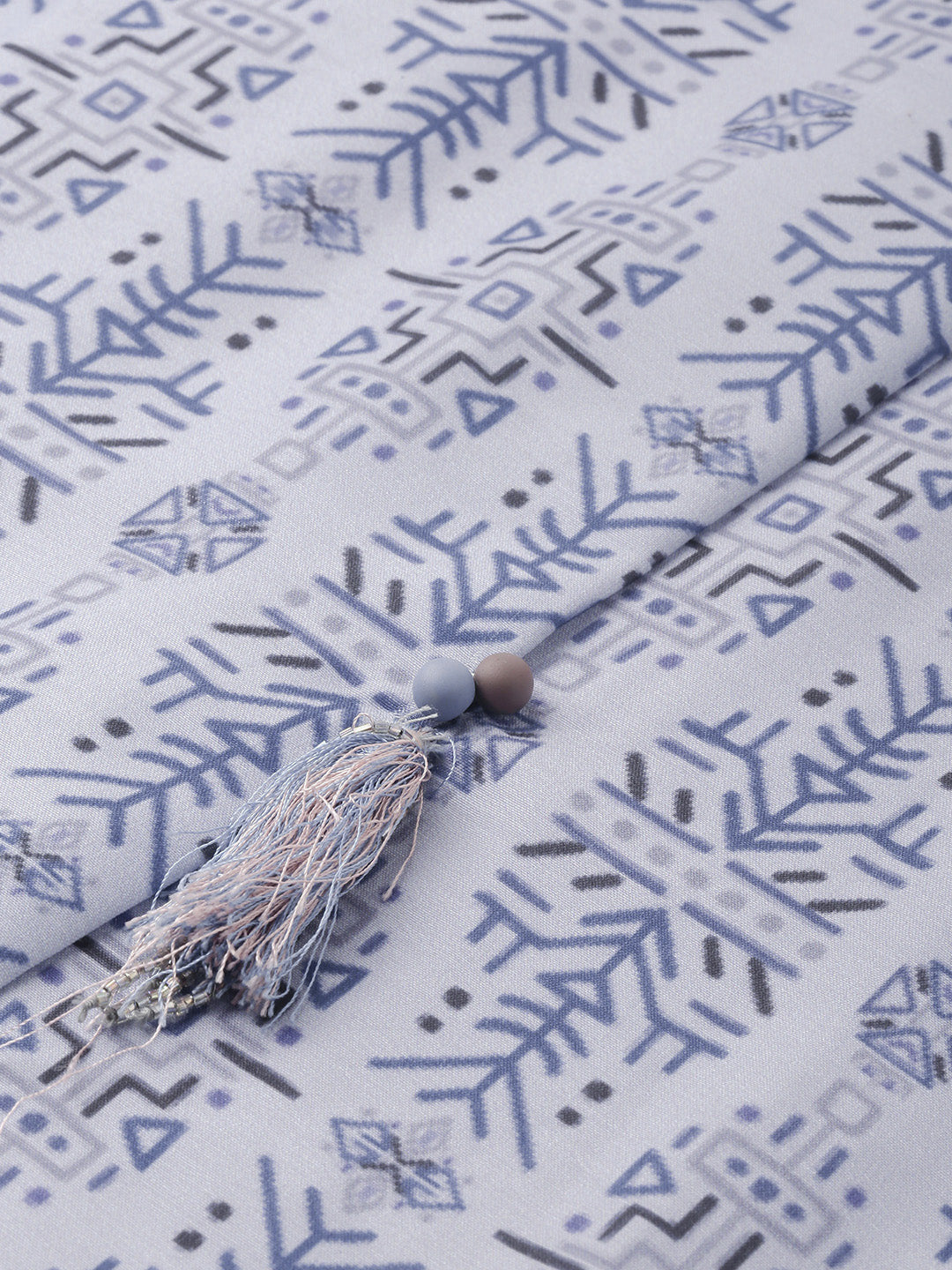 Neerus Blue muslin printed high-low kurta - back view