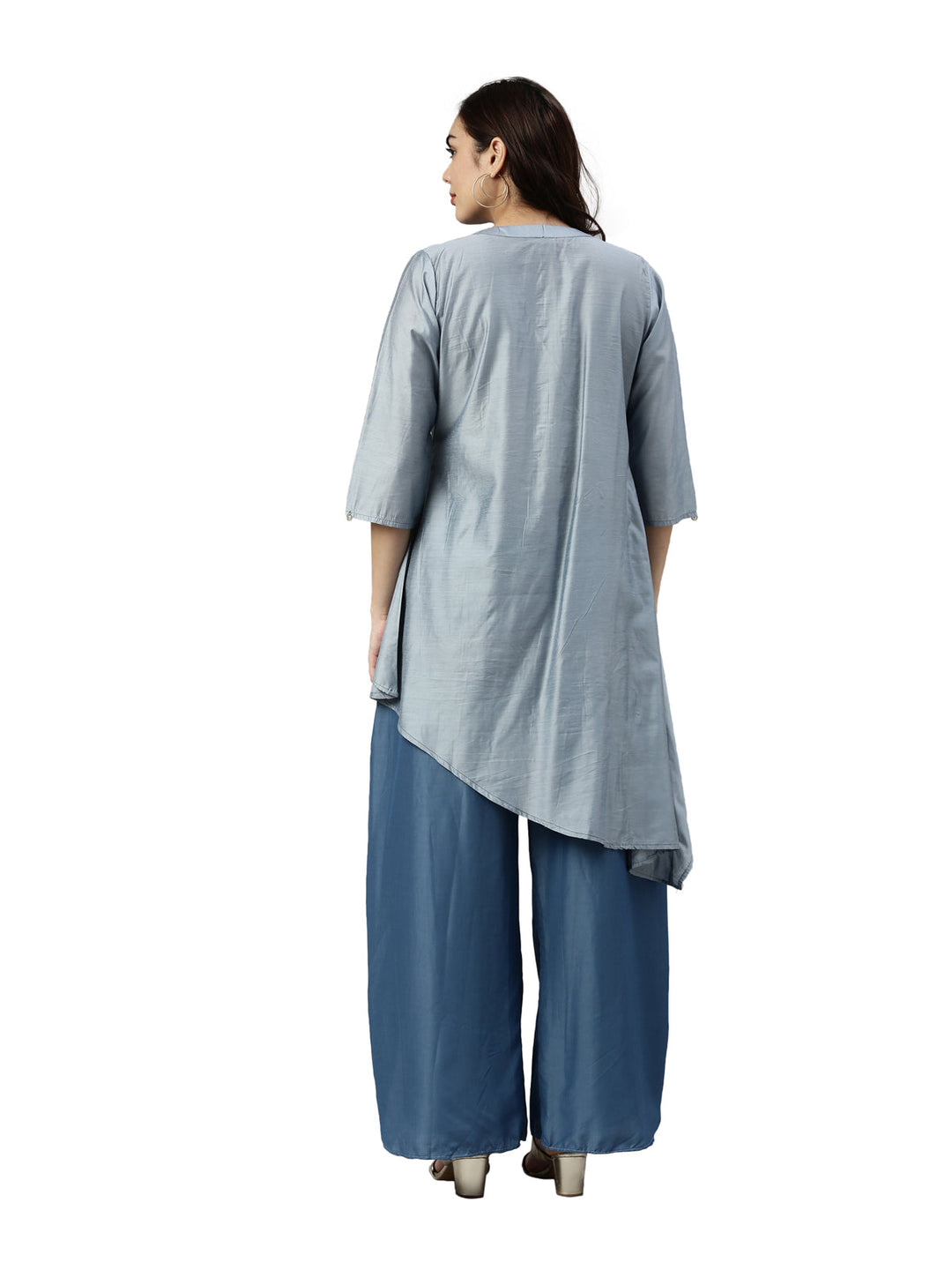 Neerus Blue muslin printed kurta set - detail view 2